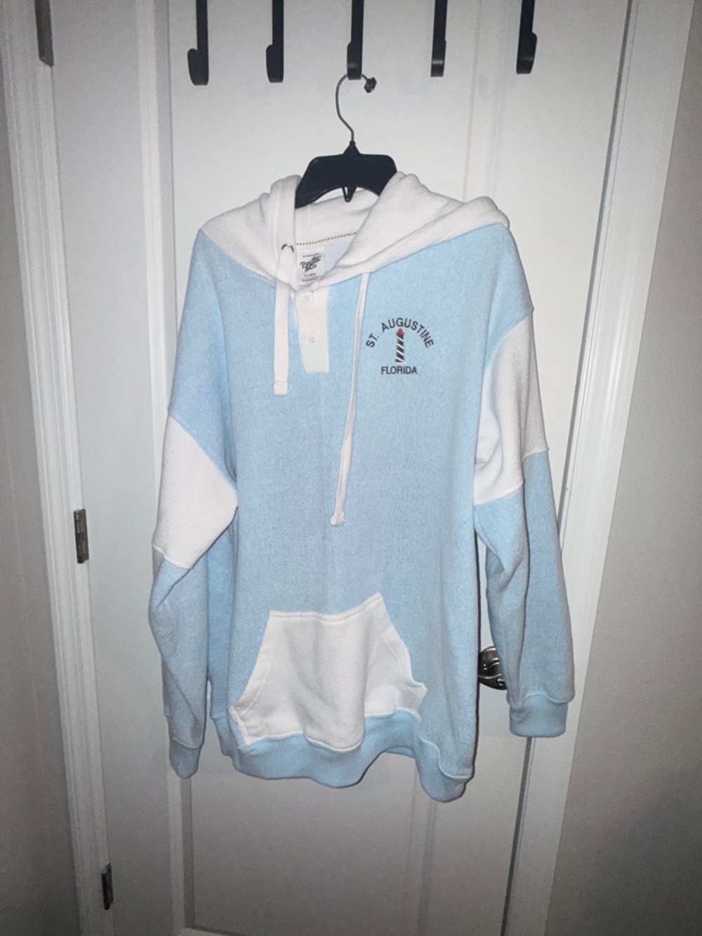 St. Augustine Florida Hooded Pullover - Light Blue & White